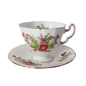 Vintage Teacup and Saucer Thistle Adderley Bone China Tea Cup